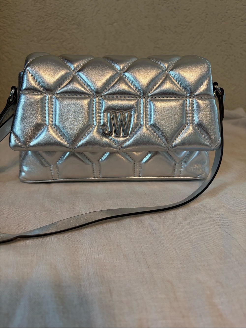 JW PEI Quilted Metallic Crossbody Bag in Silver